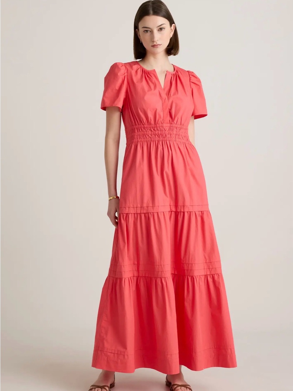 NWT Quince Women's Coral-Red V-Neck Blouse